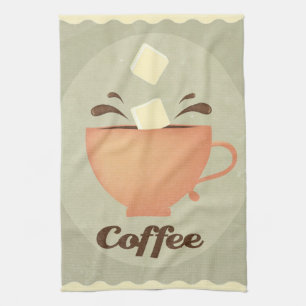 Coffee cup illustration tea towel