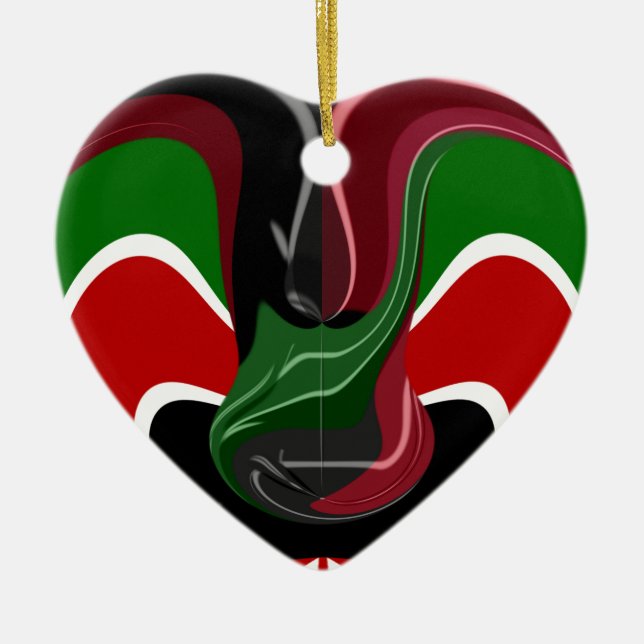 Coffee cup Kenya Flag Hakuna Matata Ceramic Tree Decoration (Front)