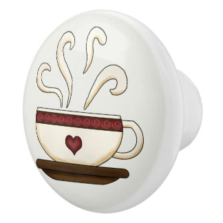 Coffee Cup Kitchen Decor Cute Ceramic Knob