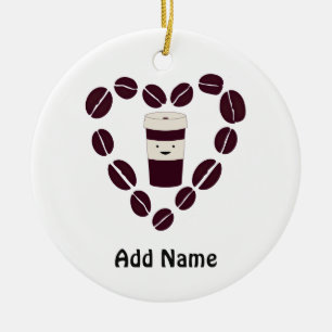 Coffee Cup Love Ceramic Ornament