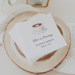 Coffee Cup Love Is Brewing Couples Wedding Shower Napkin