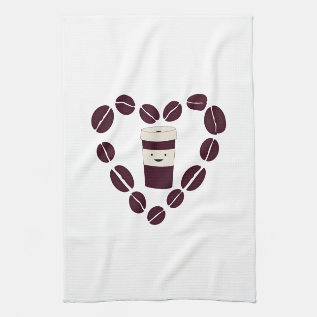 Coffee Cup Love Tea Towel (Vertical)