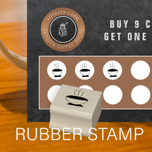 Coffee cup loyalty punch card rubber stamp