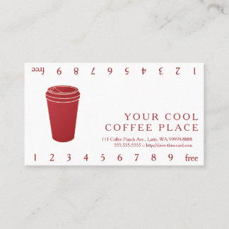 Coffee Cup Maroon (Paper To-Go) Loyalty Card