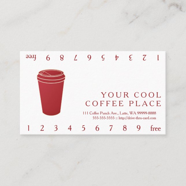Coffee Cup Maroon (Paper To-Go) Loyalty Card (Front)