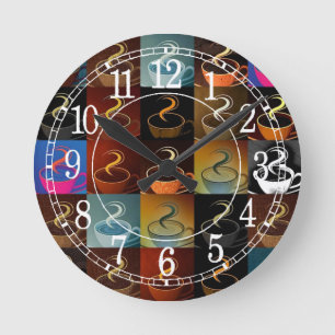 coffee cup montage round clock