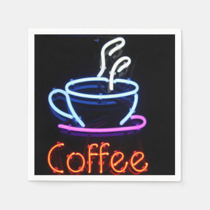 Coffee Cup Neon Sign Party Napkins