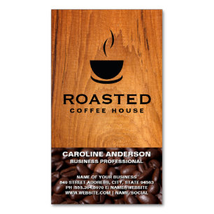 Coffee   Cup of Java   Coffee Beans Magnetic Business Card
