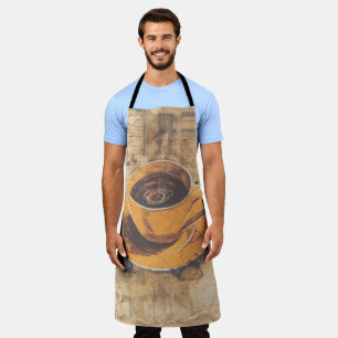 Coffee cup orange soft vintage apron