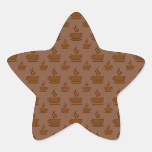 Coffee Cup Pattern Brownish Star Sticker