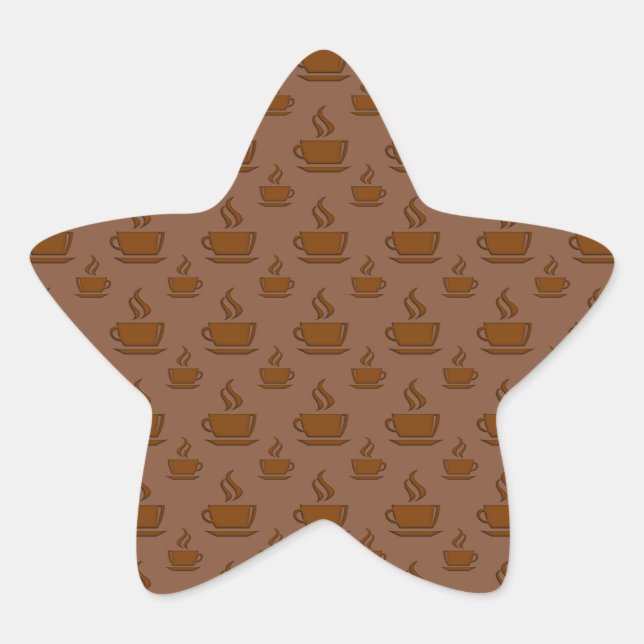 Coffee Cup Pattern Brownish Star Sticker (Front)