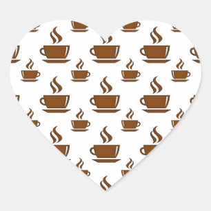 Coffee Cup Pattern Heart Sticker