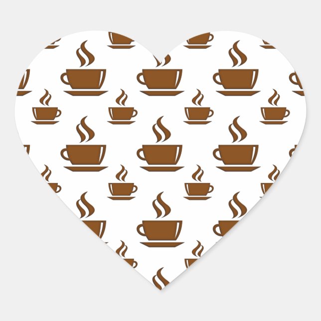 Coffee Cup Pattern Heart Sticker (Front)