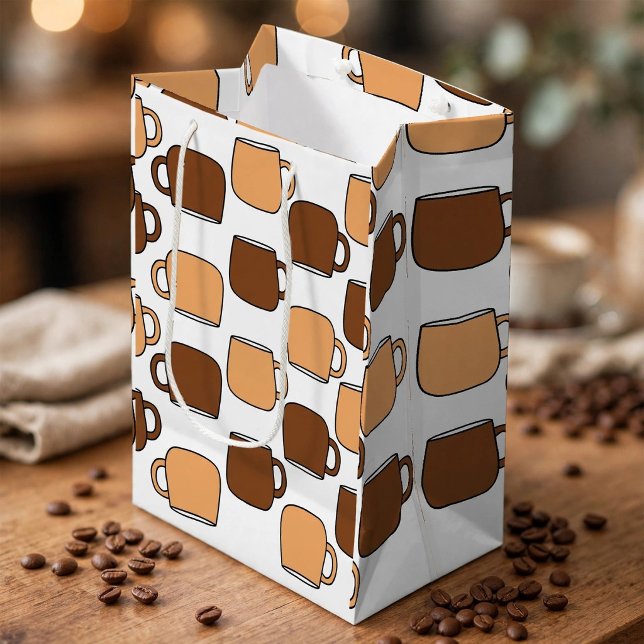 Coffee Cup Pattern Medium Gift Bag (Creator Uploaded)