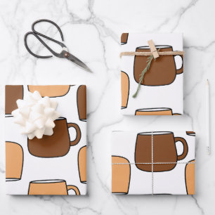 Coffee Cup Pattern Wrapping Paper Sheet