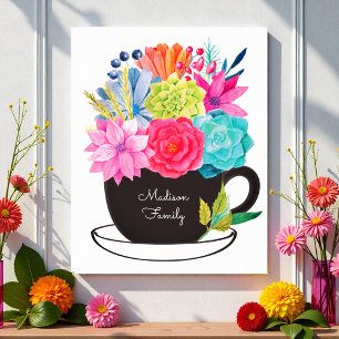 Coffee Cup Pink Red Flowers Kitchen Poster