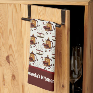 Coffee Cup & Pot Pattern  Kitchen Towel