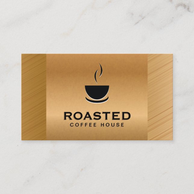 Coffee Cup Punch Card | Bronze Metallic Background (Front)