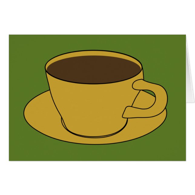 Coffee Cup - Retro Greeting/Note Card (Front Horizontal)