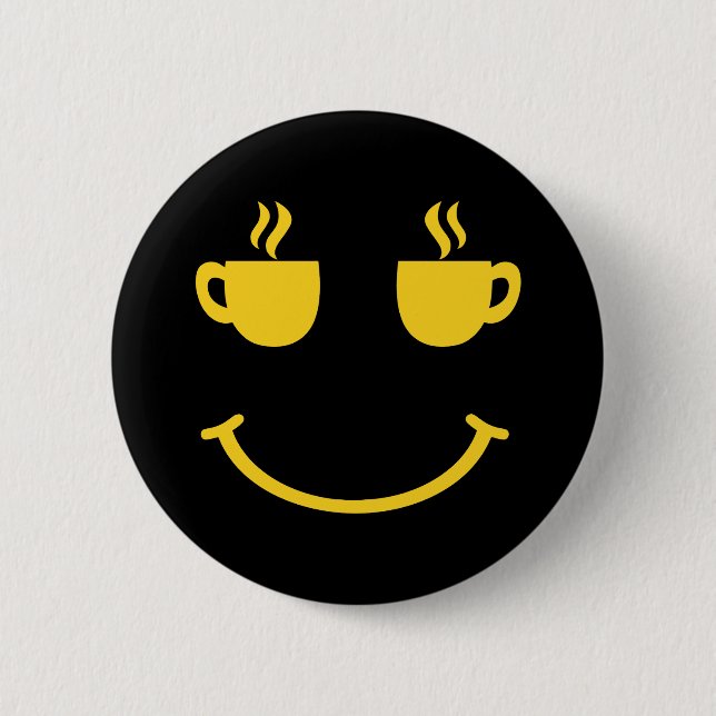 Coffee Cup Smile 6 Cm Round Badge (Front)