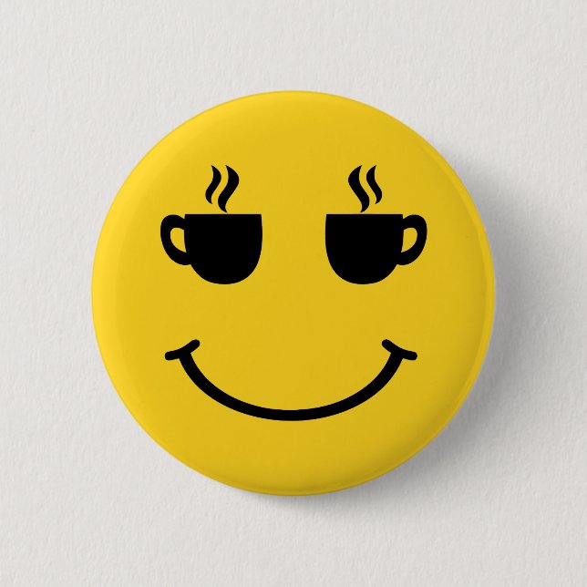 Coffee Cup Smile 6 Cm Round Badge (Front)