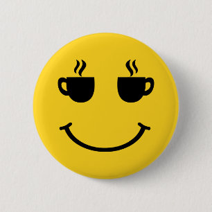 Coffee Cup Smile 6 Cm Round Badge