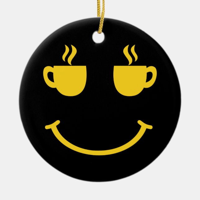 Coffee Cup Smile Ceramic Ornament (Front)