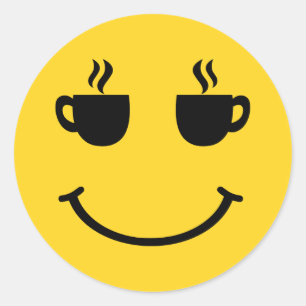 Coffee Cup Smile Classic Round Sticker