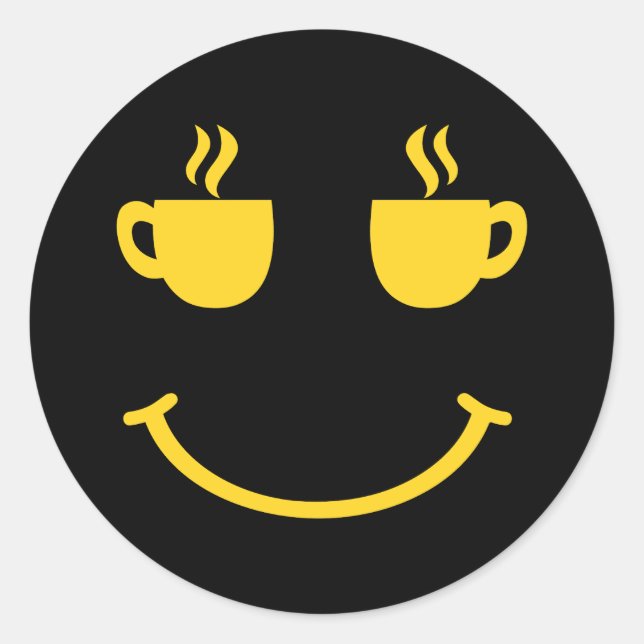 Coffee Cup Smile Classic Round Sticker (Front)