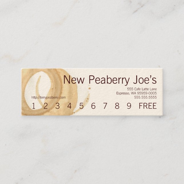 Coffee Cup Stain Loyalty Punch Card (Front)