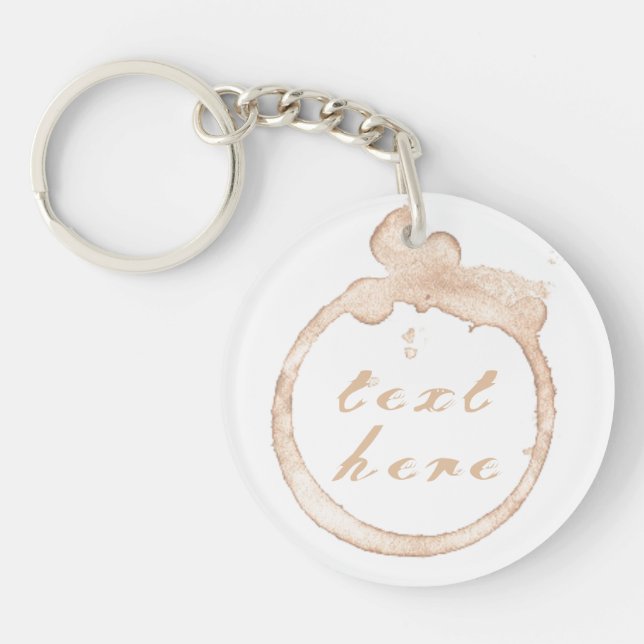 Coffee cup stain mug brown white key ring (Front)