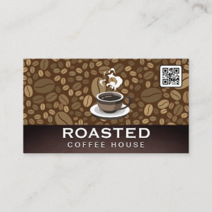 Coffee Cup Steaming   QR Code   Beans Business Card