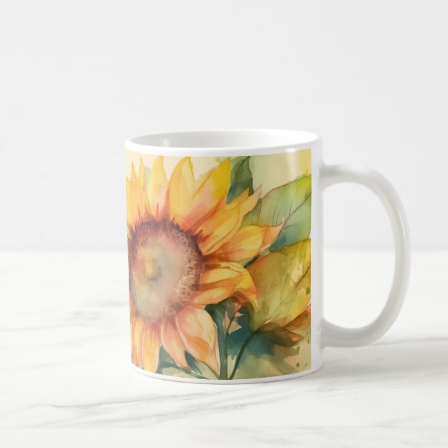 coffee cup sunflower motif - hot and stylish (Right)