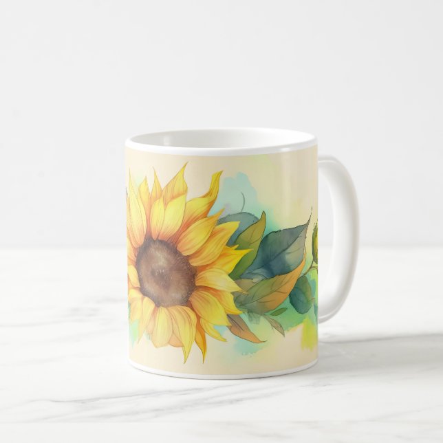 coffee cup sunflower motif - hot and stylish (Front Right)