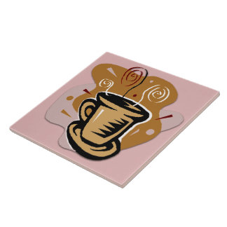 Coffee Cup - Swirl Design Tile/Trivet Ceramic Tile