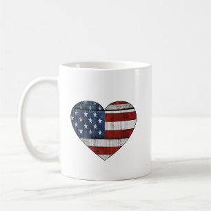 Coffee Cup: USA Flag Heart Mug