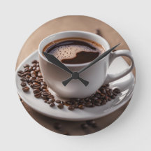 Coffee Cup Wall Clock - Espresso Time Decor