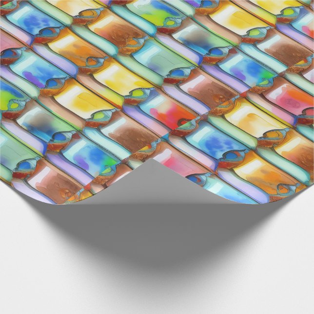 Coffee Cup Wall Watercolor Pattern Wrapping Paper (Corner)