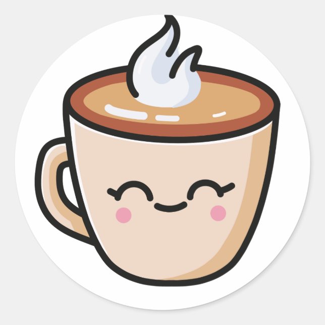 Coffee cup with a delightful smile classic round sticker (Front)