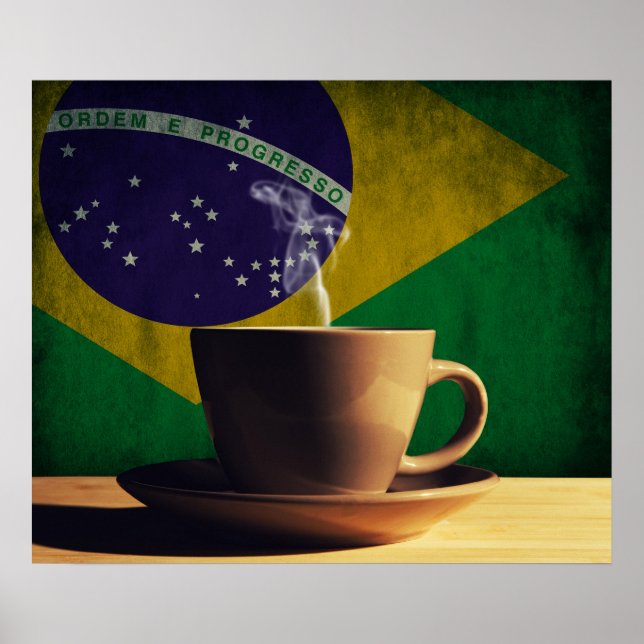 Coffee cup with Brazilian flag Poster (Front)
