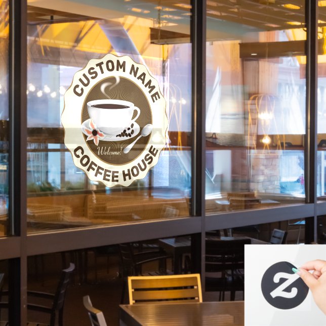 Coffee Cup with Coffee Beans (Restaurant Window)