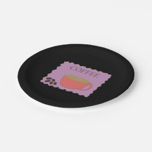Coffee Cup with Coffee Beans Paper Plate
