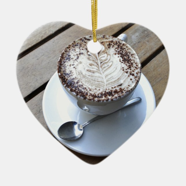 Coffee cup with cream ceramic ornament (Front)