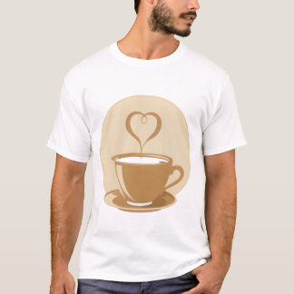 Coffee Cup with Heart Shaped Steam T-Shirt