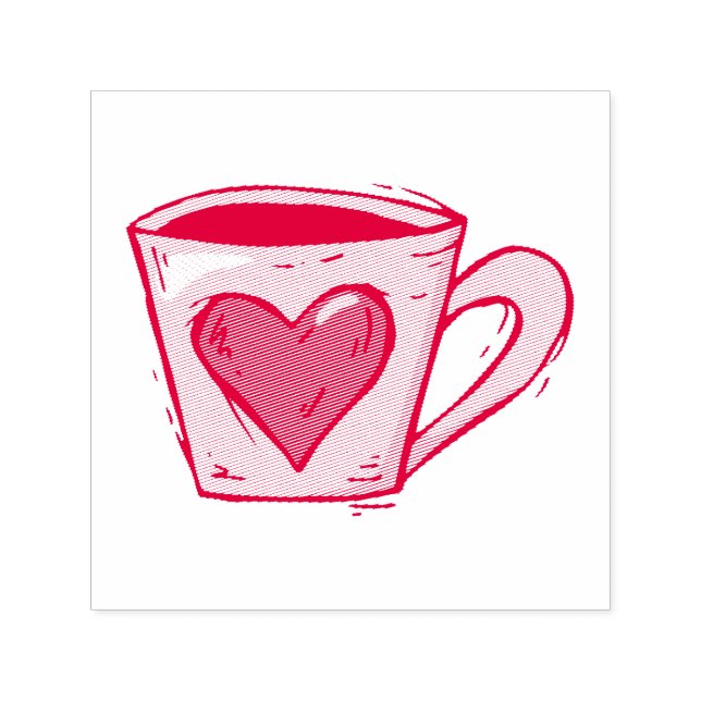 Coffee Cup With Heart Stamper Self-inking Stamp (Design)