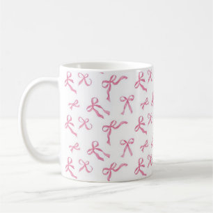 Coffee cup with pink bow, ceramic tea cup, flirtat