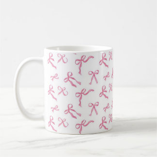 Coffee cup with pink bow, ceramic tea cup, flirtat