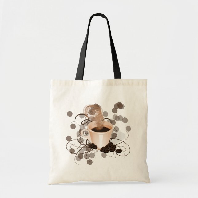 Coffee Cup with Swishes and Beans Tote Bag (Front)