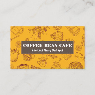 Coffee Cups and Beans Pattern Business Card