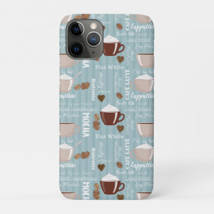 Coffee Cups Blue Vertical Lines Caffeine Grains iPhone 11 Pro Case